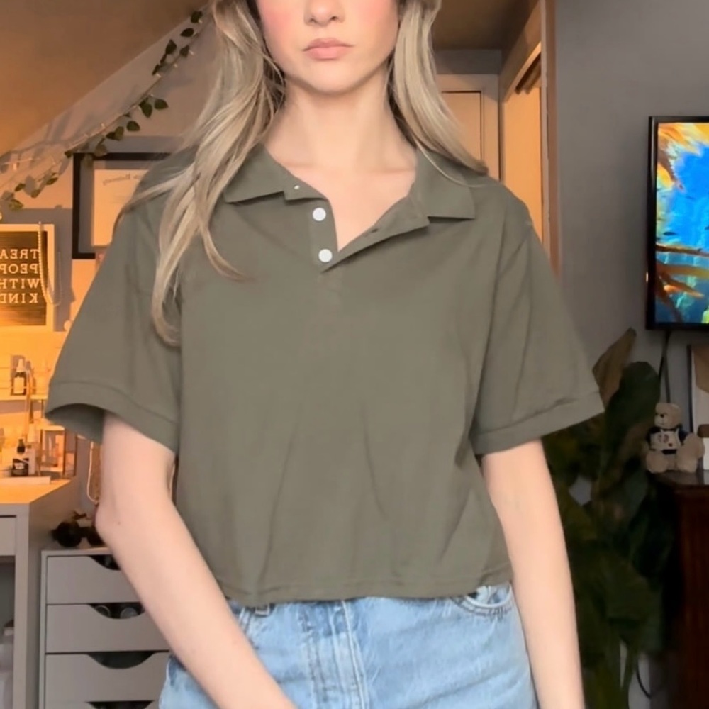 Target Green Button Up